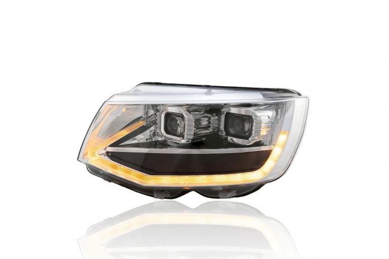 Upgrade Voll LED Tagfahrlicht Scheinwerfer Set für VW T6 15-19 chrom mit dynamischen LED Blinker